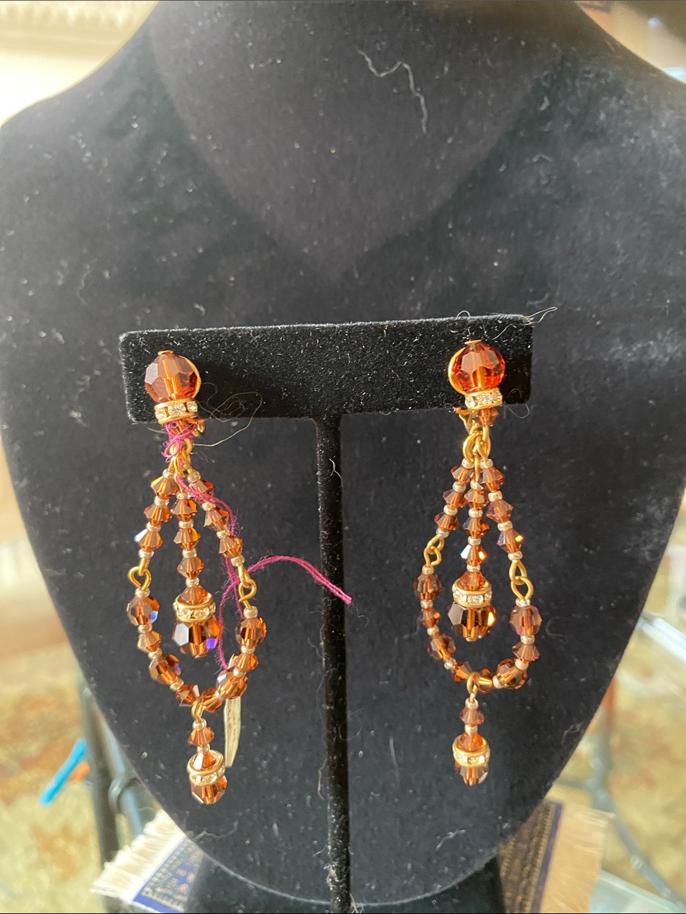 Handcrafted Amber Bead Drop Earrings - Women Jewelry